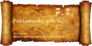 Peklyanszki Kán névjegykártya